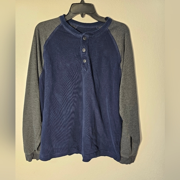 St. John's Bay Cotton and Polyester Blend Blue and Gray Raglan Top Men's Size L - Picture 5 of 5